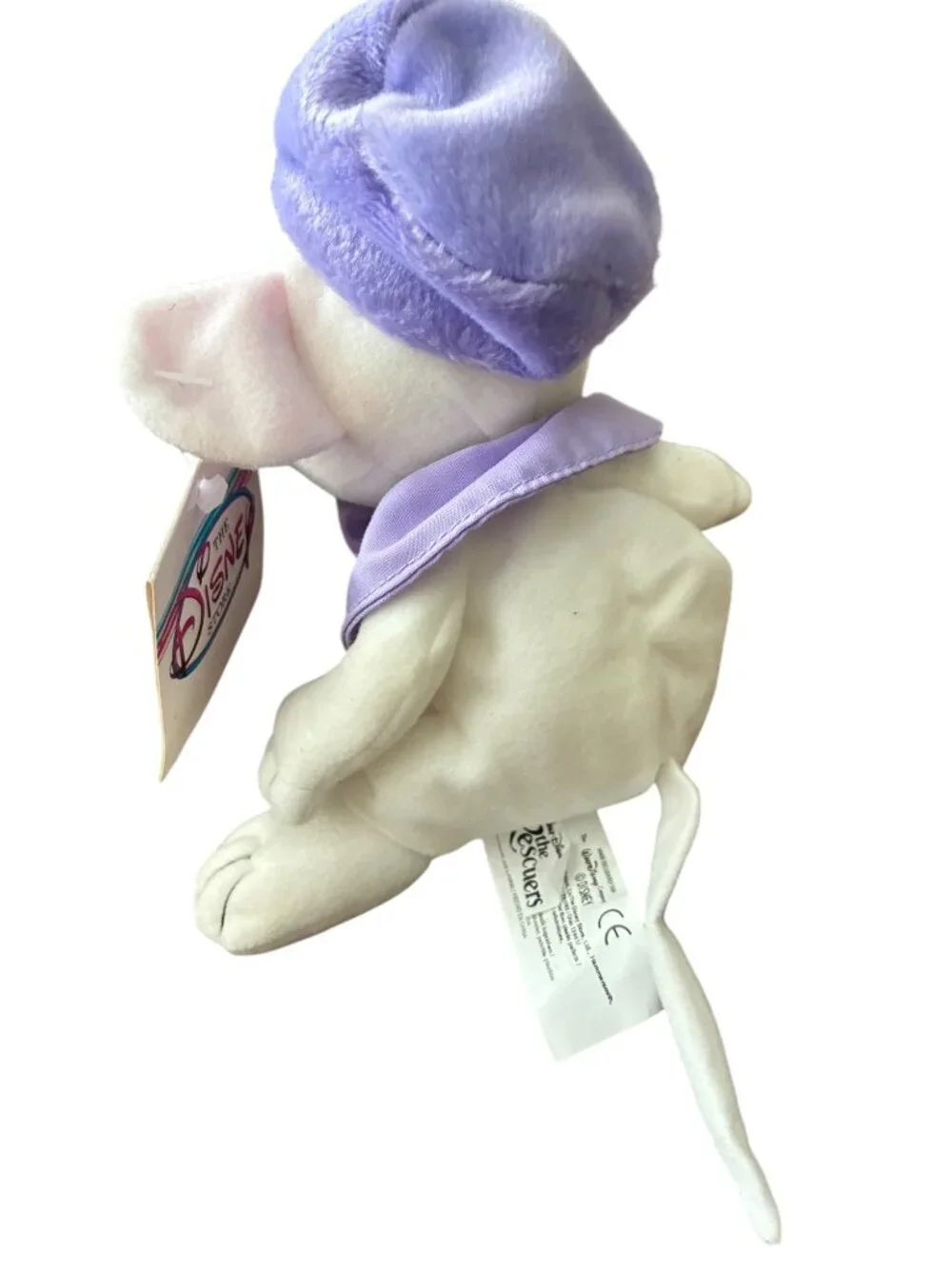 Disney‎ Bianca Bean Bag Plush From The Rescuers With Tags Purple Hat & Bow
